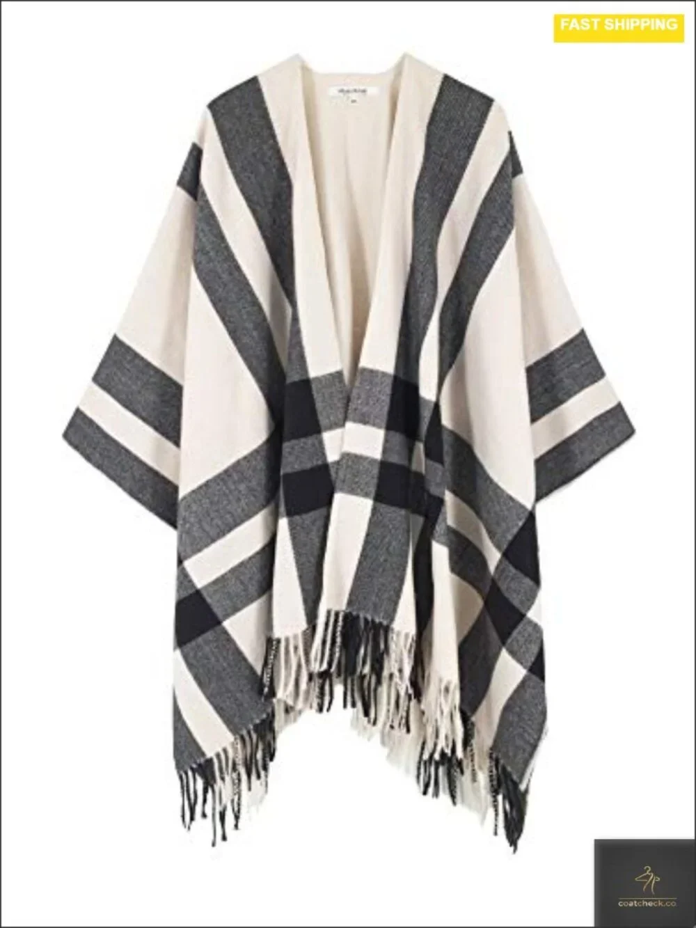 Plaid Poncho Cape Shawl Wrap Women Travel Winter Warm Wool Blend